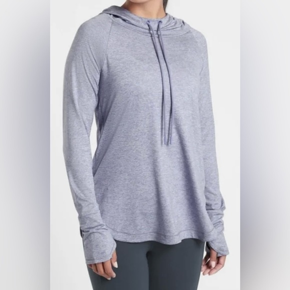 Athleta Uptempo Hoodie Sweatshirt Violet Periwinkle Heather Womens Large - Picture 2 of 6